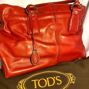 Tod’s Red Leather Satchel 13” x 9”